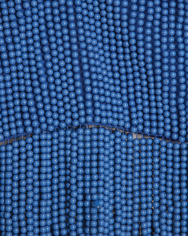 Blue Beaded Crop Top