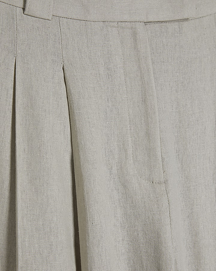 Beige Tailored Wide Leg Trousers