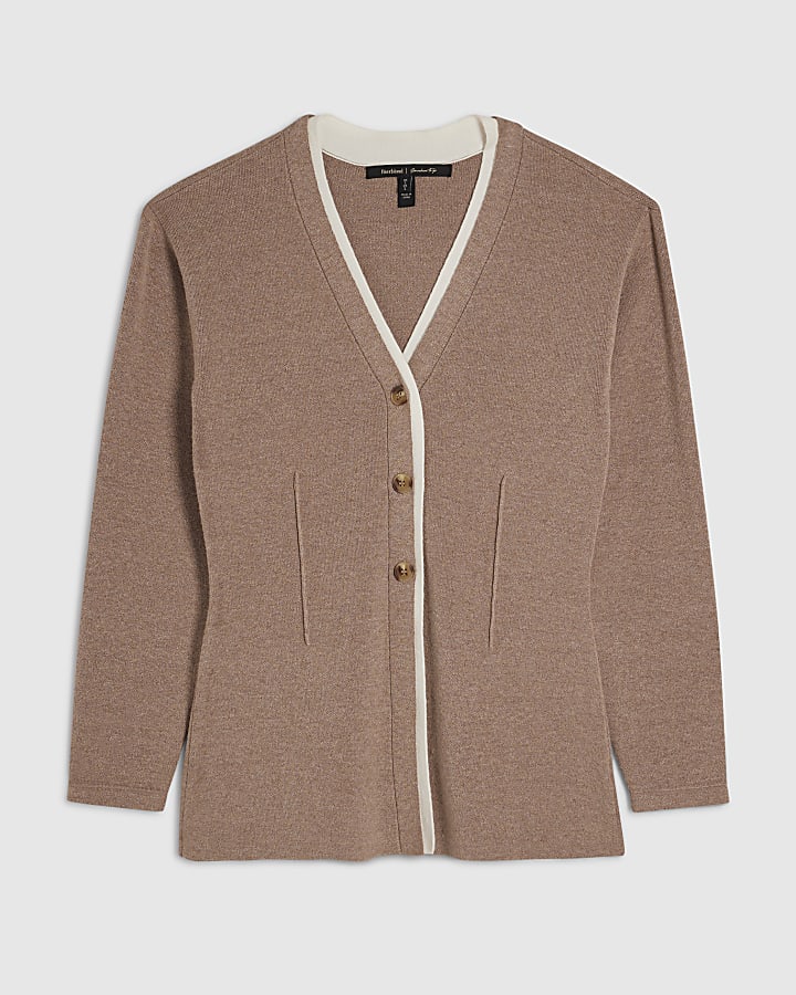 Beige Double Layer Cardigan