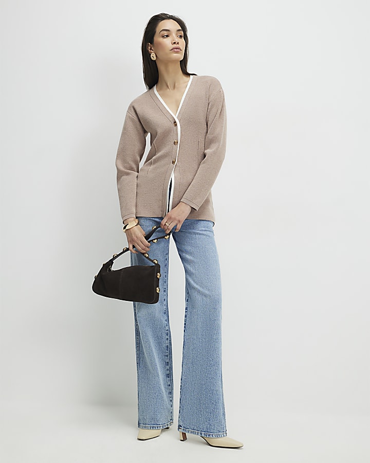 Beige Double Layer Cardigan