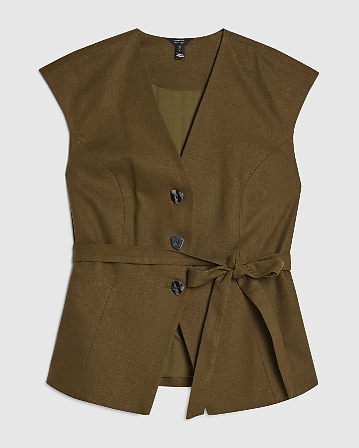 Khaki Tie Waist Top