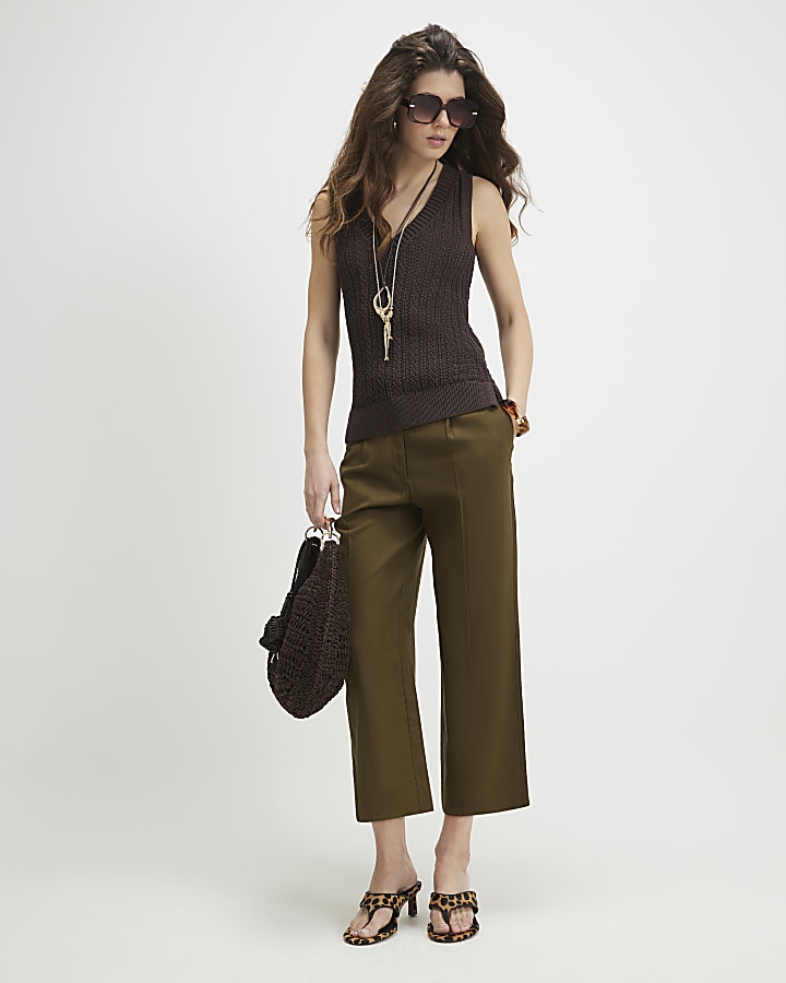 Khaki Tailored Culottes