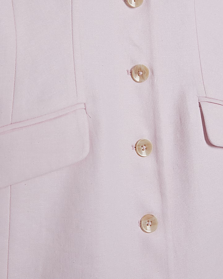 Pink Sleeveless Button Mini Dress