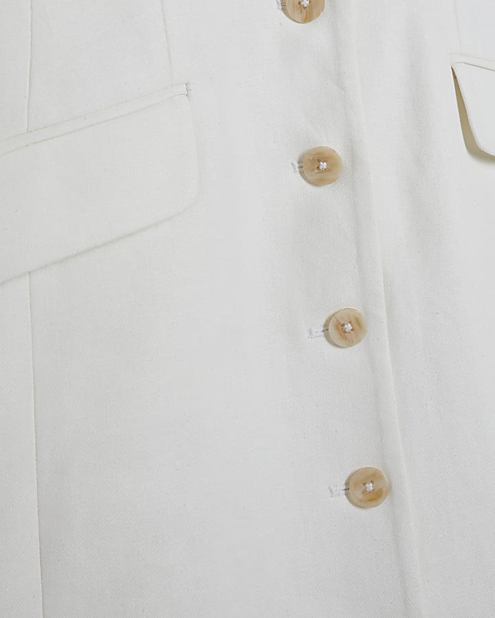 White Sleeveless Button Mini Dress