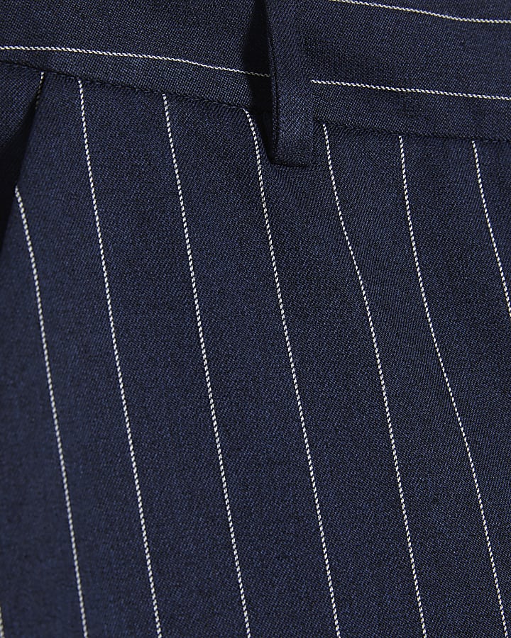 Navy Tailored Pinstripe Wide Leg Trousers