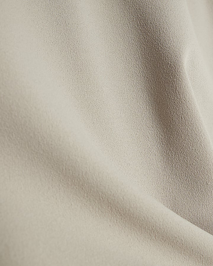 Grey Short Sleeve Tie Detail Top