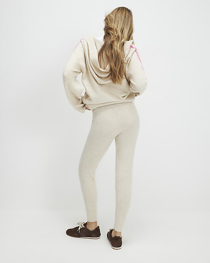 Beige Knitted Joggers
