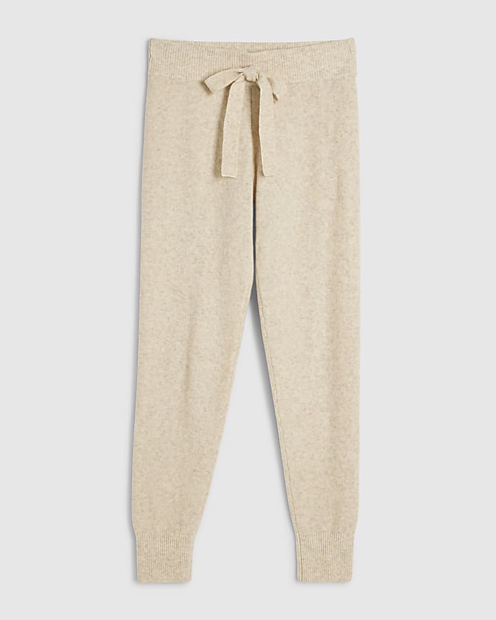 Beige Knitted Joggers