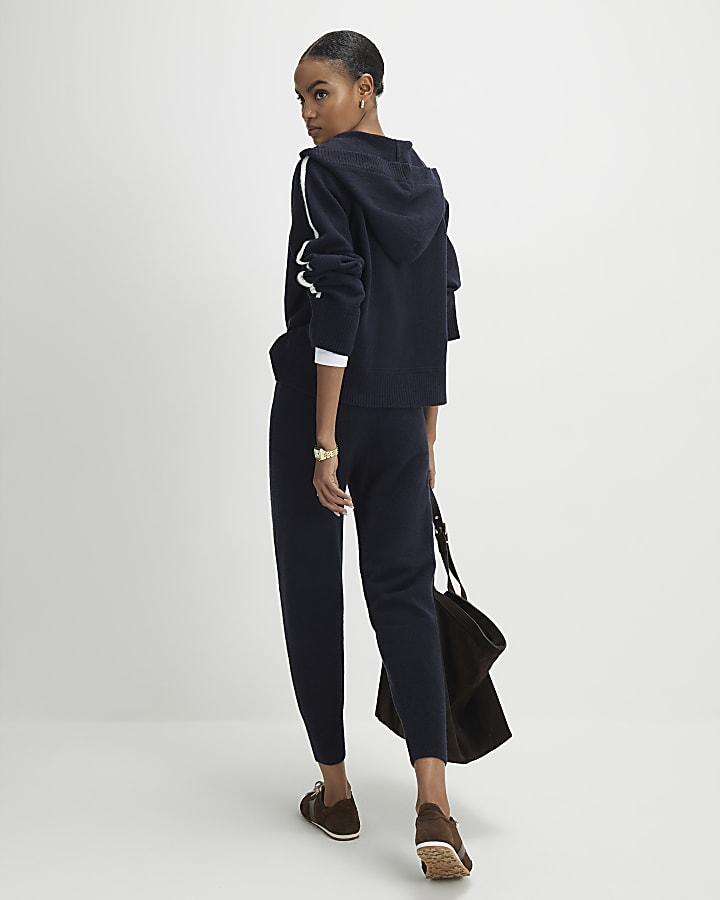 Navy Knitted Joggers