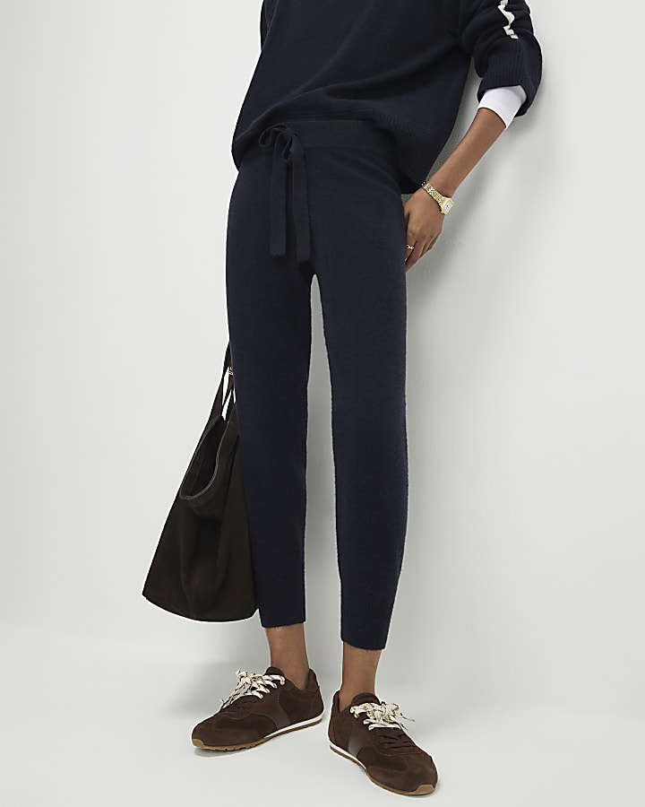 Navy Knitted Joggers
