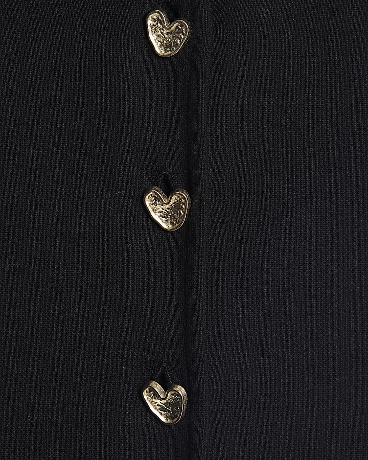 Black Long Sleeve Cropped Heart Cardigan