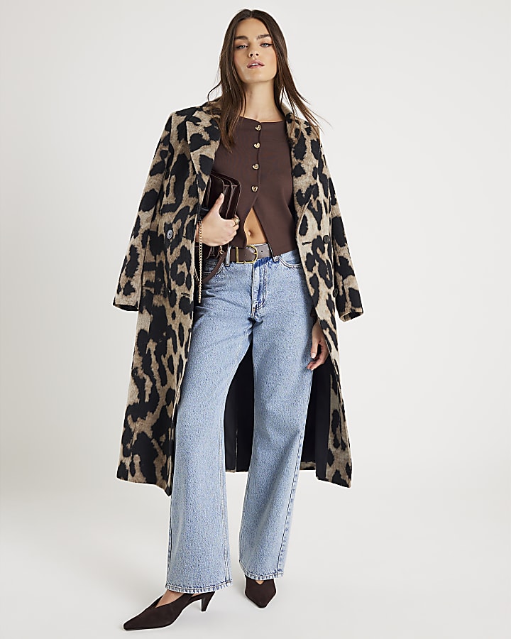 Brown Cropped Heart Cardigan