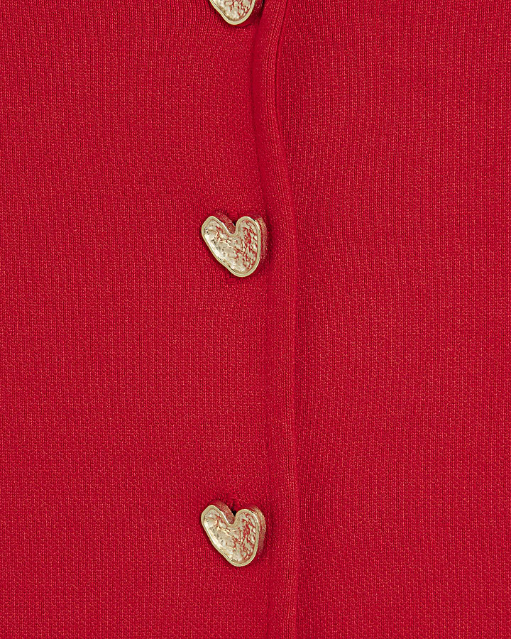 Red Long Sleeve Cropped Heart Cardigan