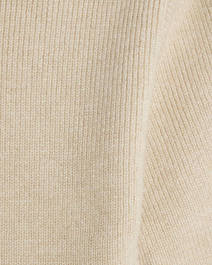 Cream High Neck Cosy Mini Dress