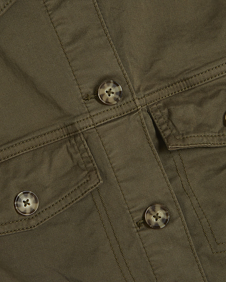 Khaki Long Sleeve Stretch Fitted Shirt