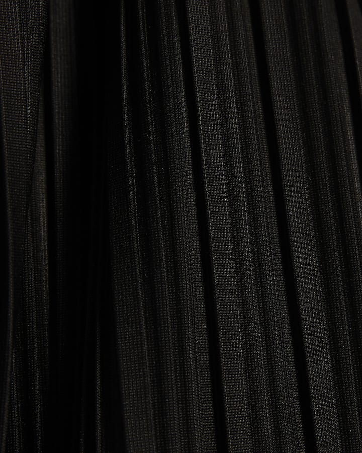 Black Plisse Wide Leg Trousers