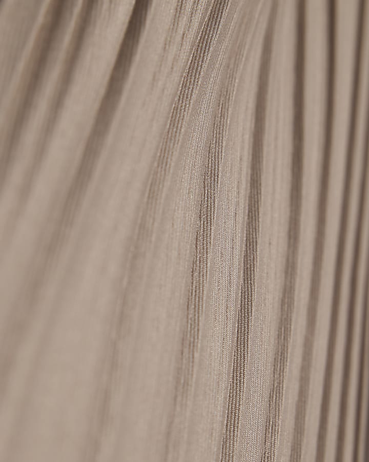 Grey Plisse Wide Leg Trousers