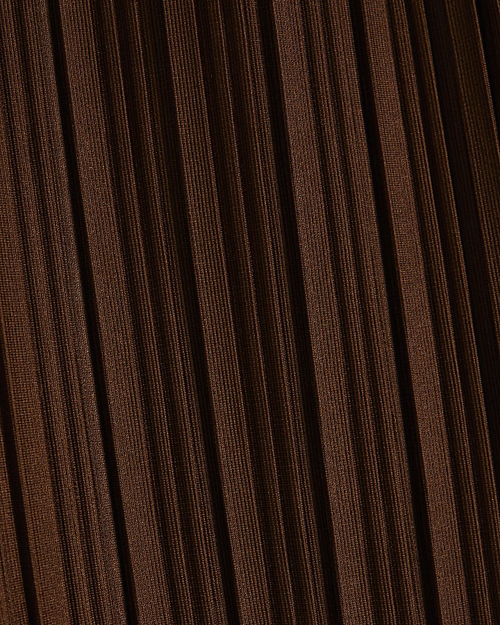 Brown Plisse Wide Leg Trousers