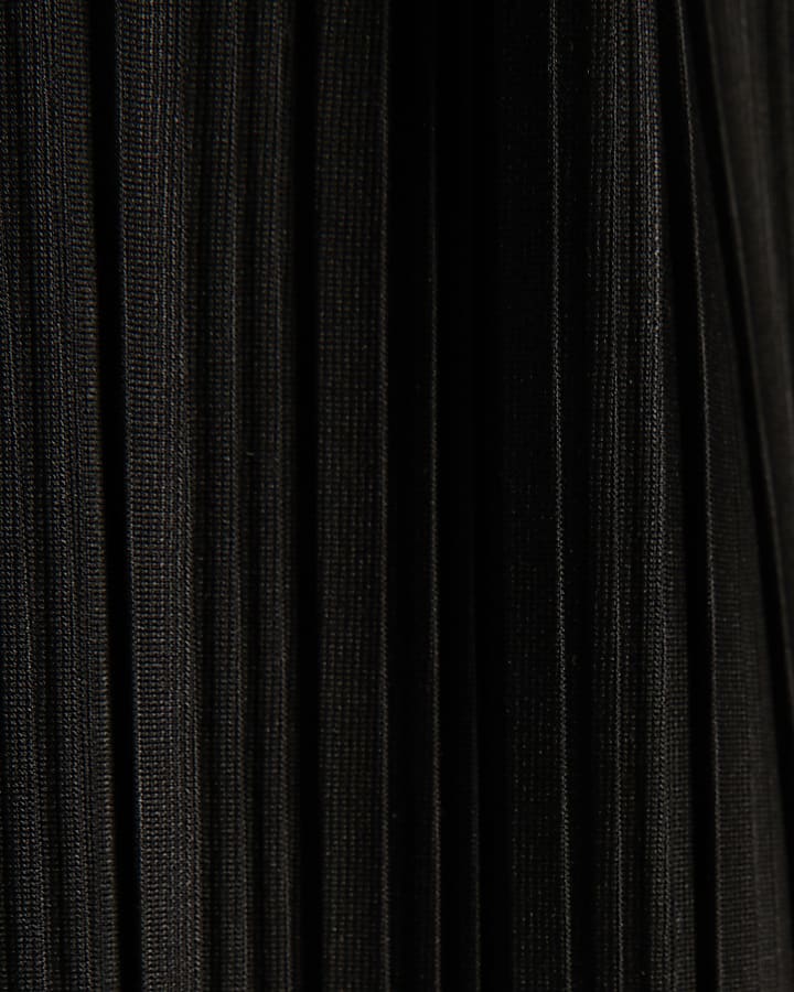Black Plisse Midi Skirt