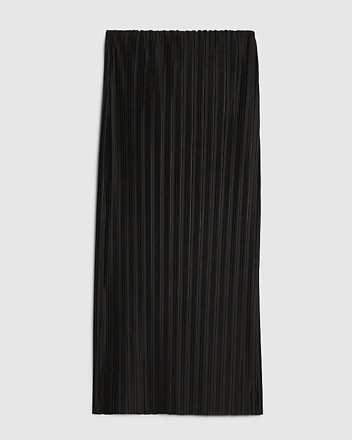 Black Plisse Midi Skirt