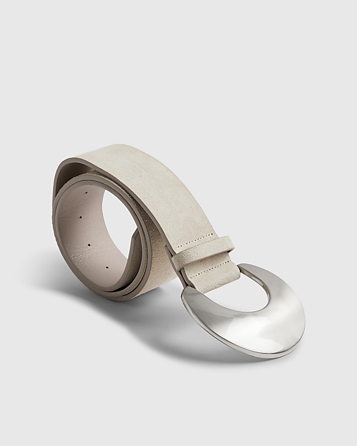 Beige Moon Buckle Waist Belt