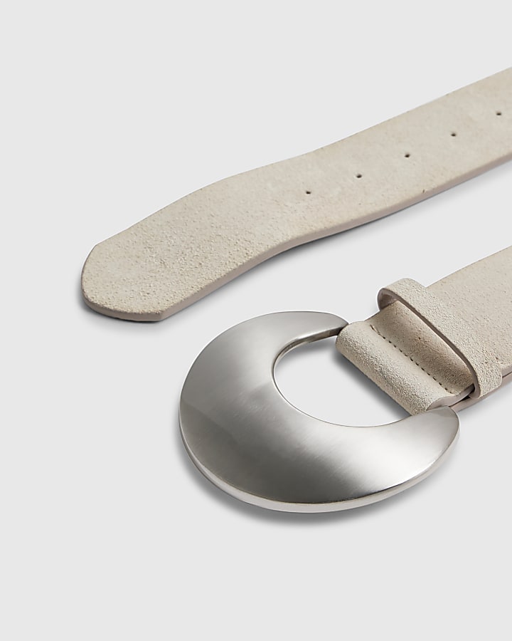 Beige Moon Buckle Waist Belt