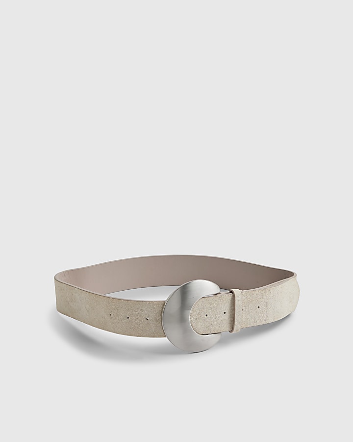 Beige Moon Buckle Waist Belt