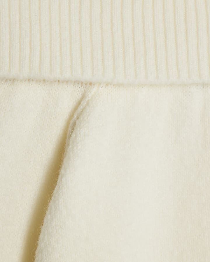 Cream Knitted Long Sleeve Bardot Top