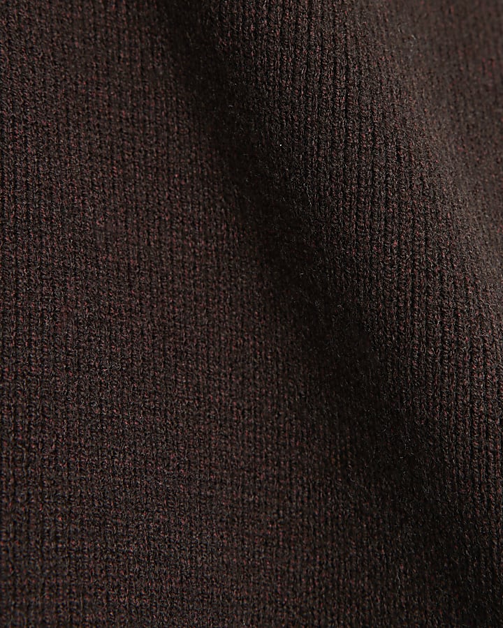 Brown Knitted Structured Sleeve Cardigan