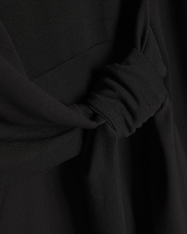 Black Long Sleeve Knot Side Mini Dress