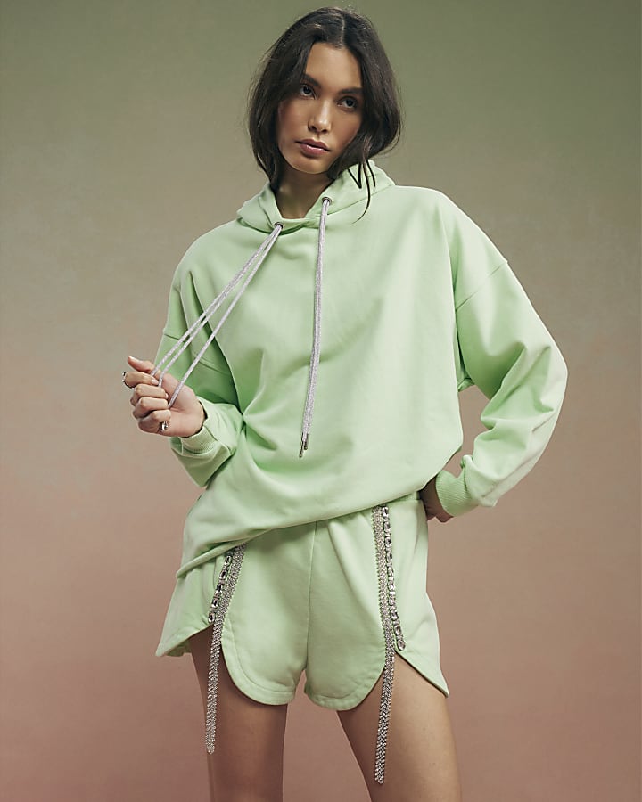 Green Year Zero Embellished Cord Hoodie