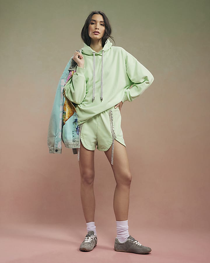 Green Year Zero Embellished Cord Hoodie