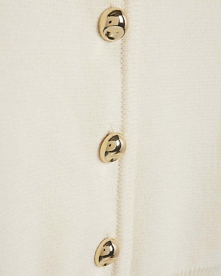 Cream Knitted Structured Sleeve Cardigan