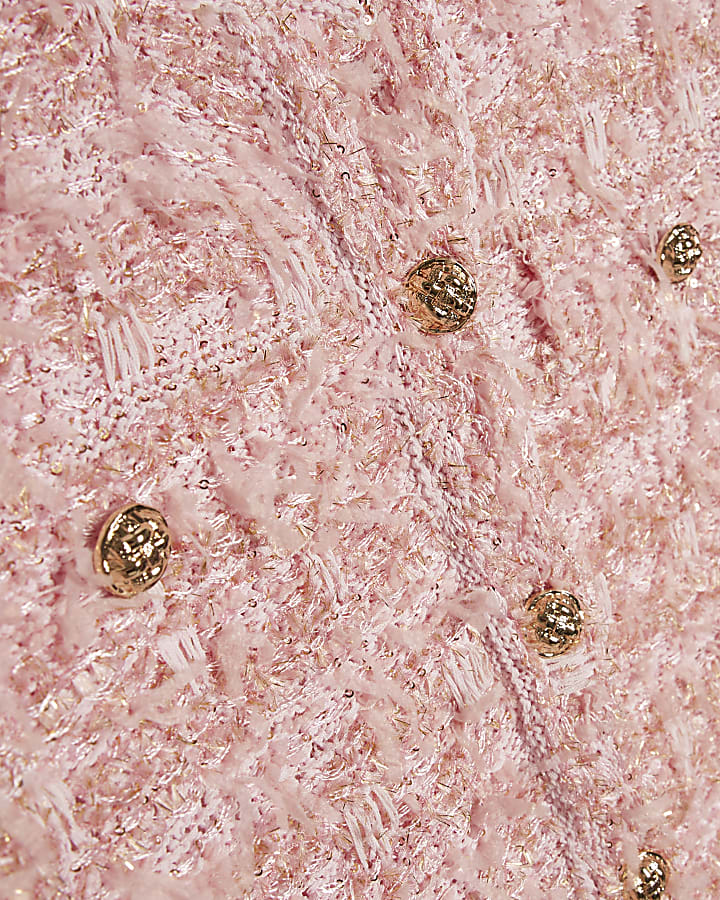 Pink Boucle Cardigan