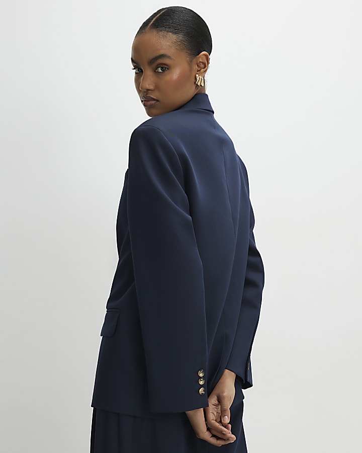 Navy Oversized Long Sleeve Blazer