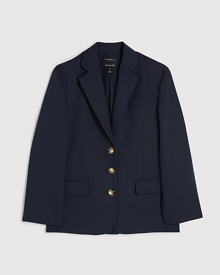 Navy Oversized Long Sleeve Blazer