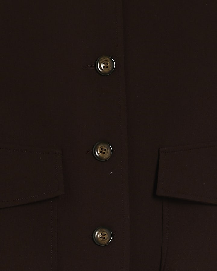 Brown Long Sleeve Front Pocket Bomber Jacket