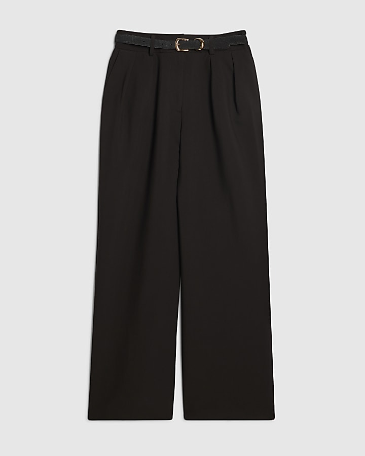 Black Belted Wide Leg Trousers