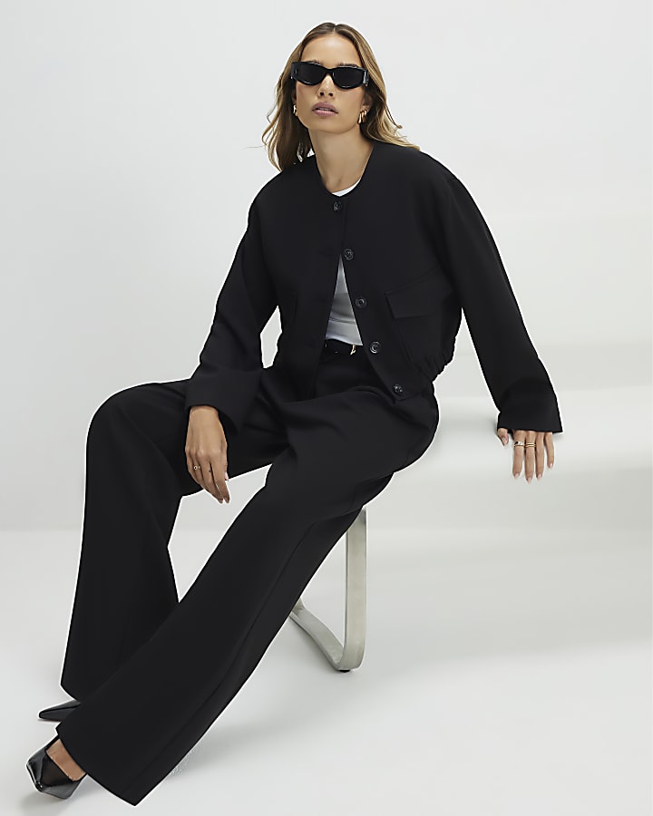 Black Belted Wide Leg Trousers