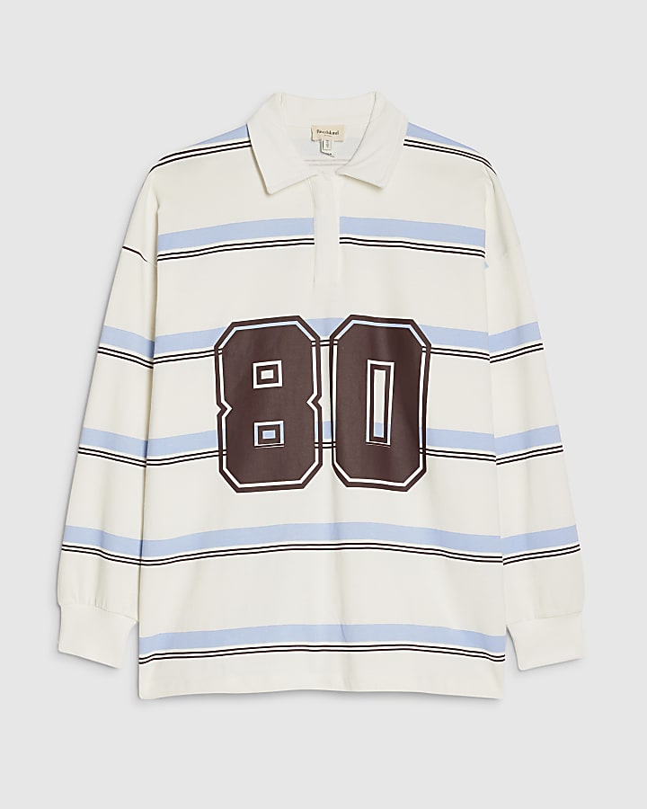 Blue Long Sleeve Stripe Number Sweatshirt