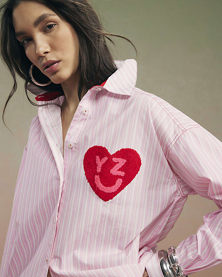 Pink Year Zero Stripe Back Slogan Shirt