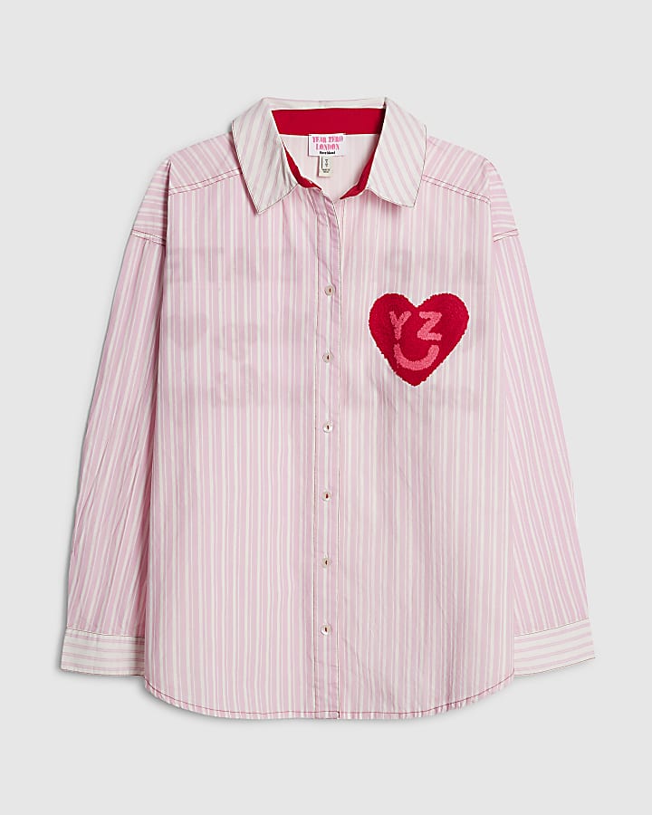 Pink Year Zero Stripe Back Slogan Shirt