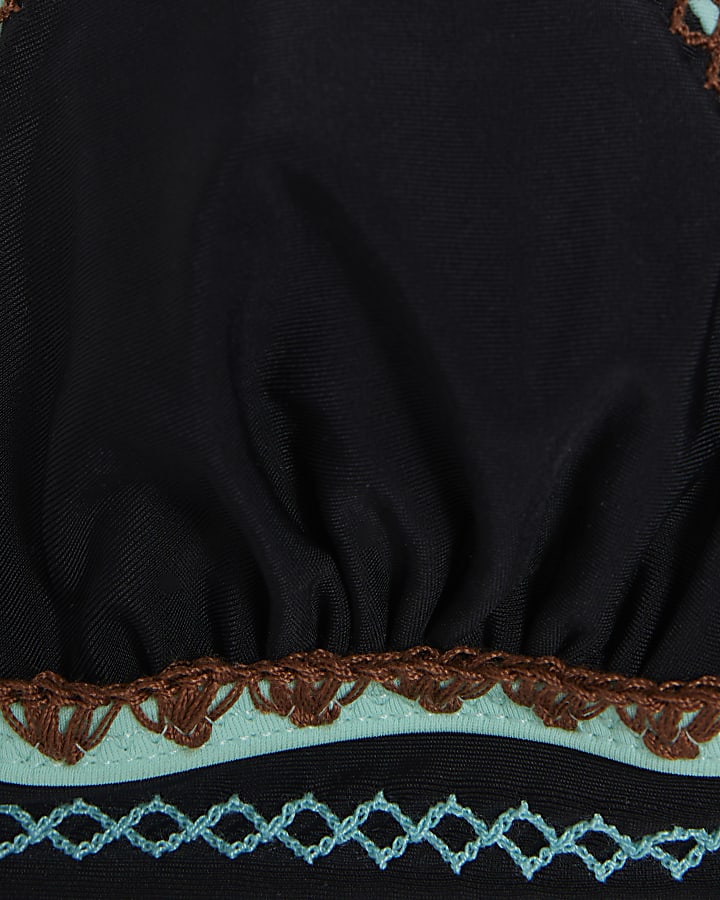 Black Whipstitch Bikini Top