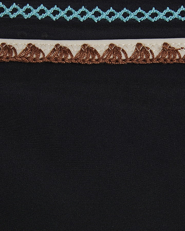 Black Whipstitch Bikini Bottoms