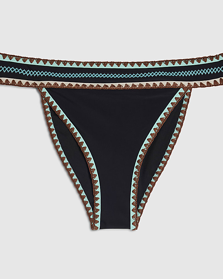 Black Whipstitch Bikini Bottoms