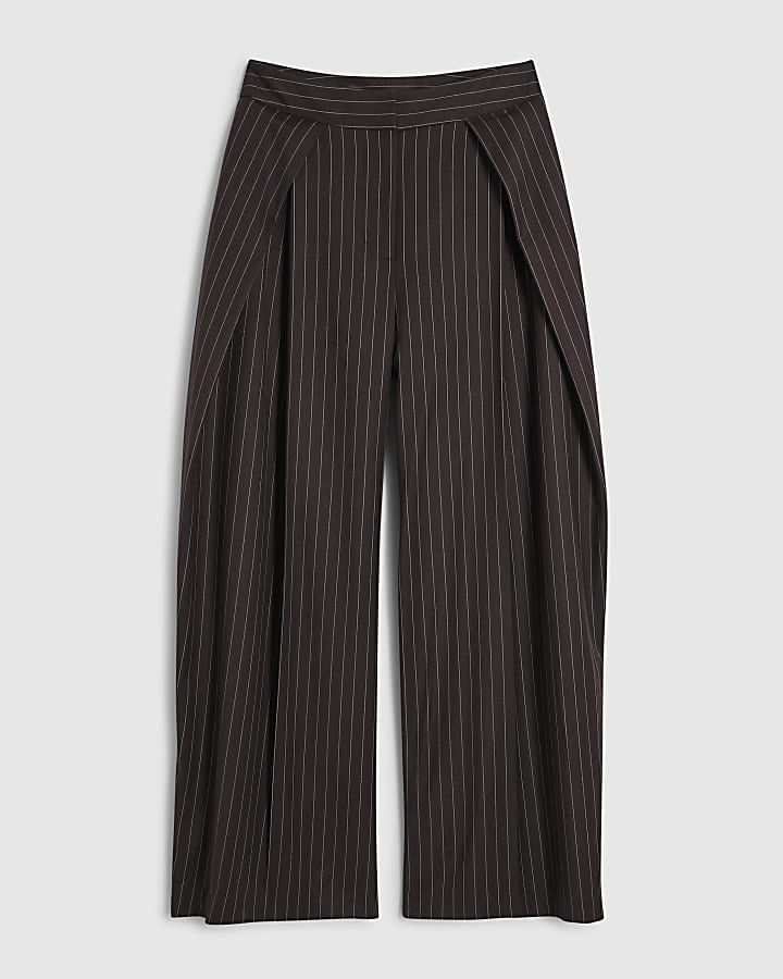 Brown Stripe Wide Leg Trousers