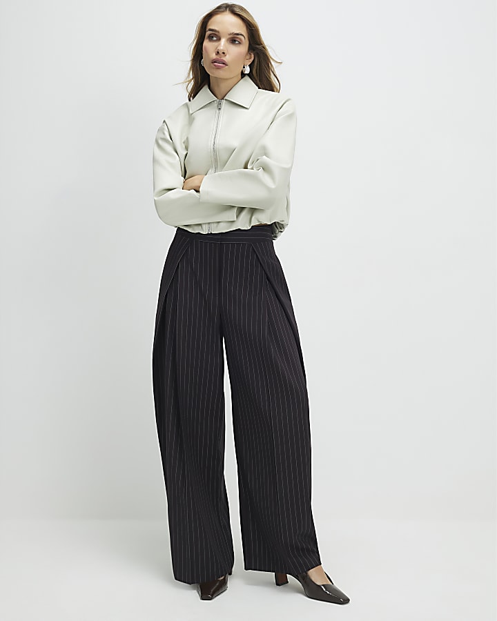 Brown Stripe Wide Leg Trousers
