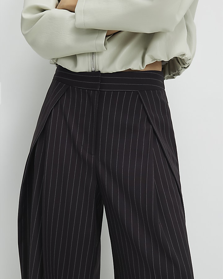 Brown Stripe Wide Leg Trousers