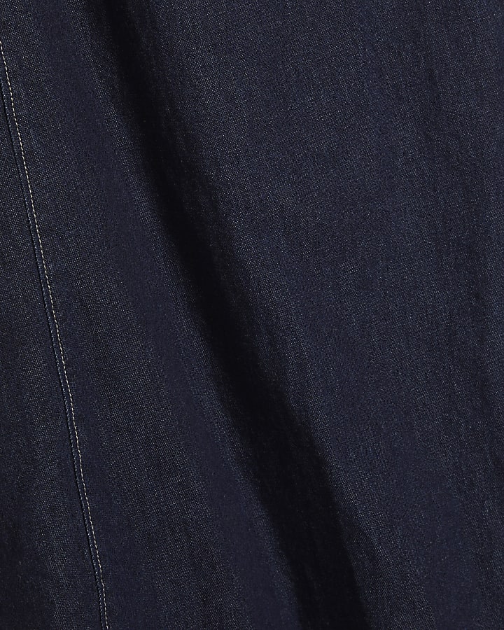 Blue Denim Bubble Hem Midi Dress