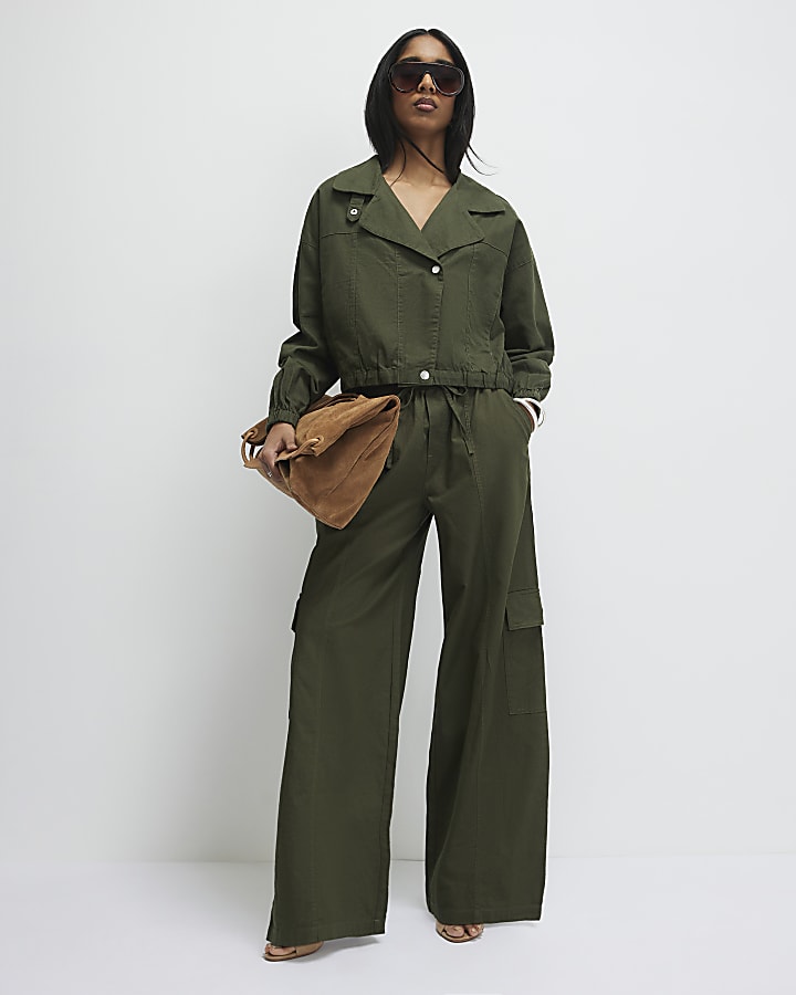 Green Linen Blend Swing Jacket
